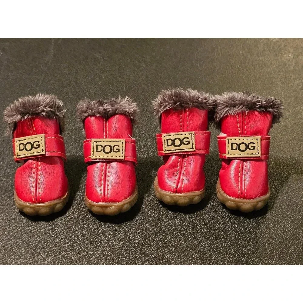Winter Leather Snow Boots for Puppies and Small Dogs Size 2